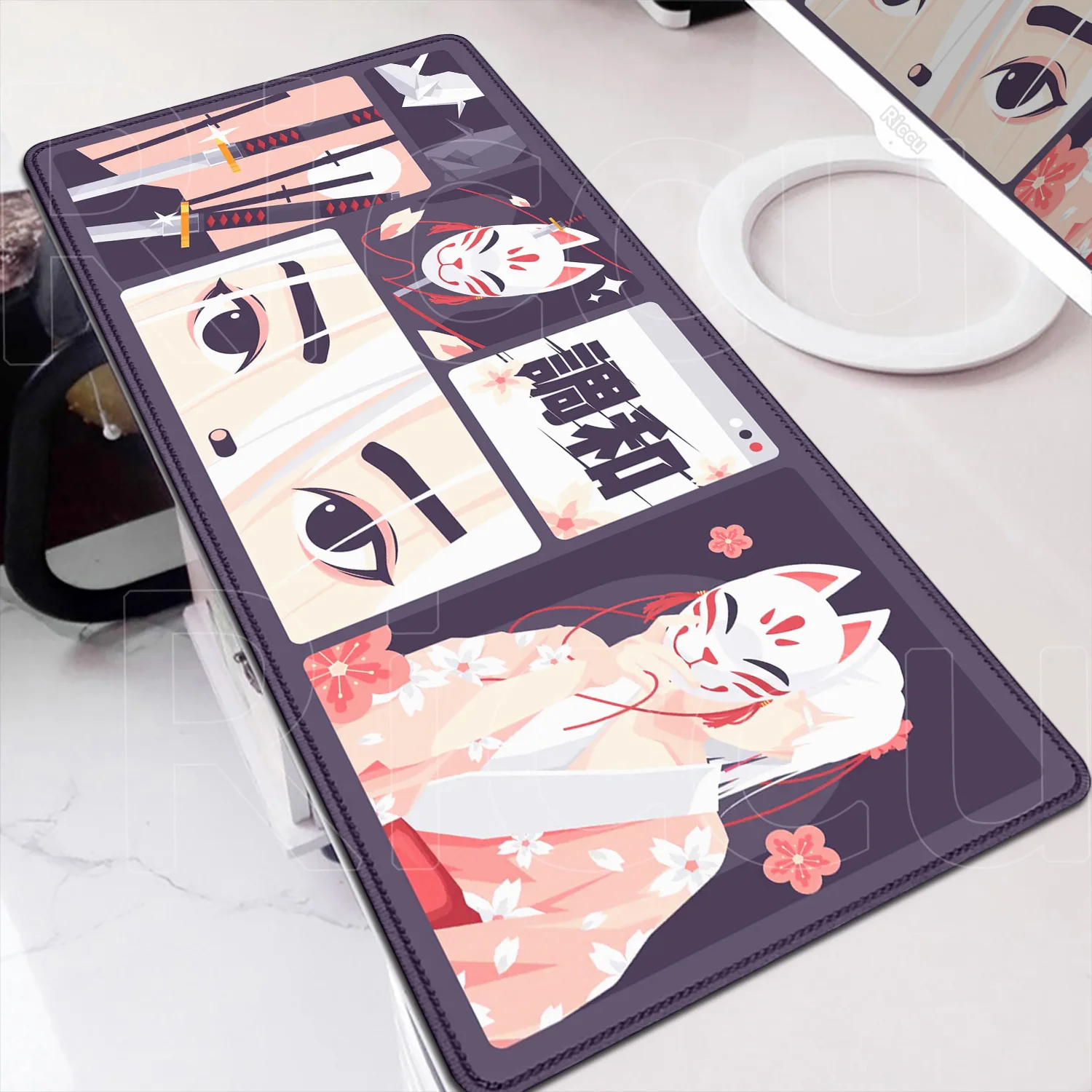 

Japanese Samurai Mouse Pad 900x400mm Non-slip Rubber Keyboard Playmat Table Pad Computer and Office Accessories Cartoon Mousepad