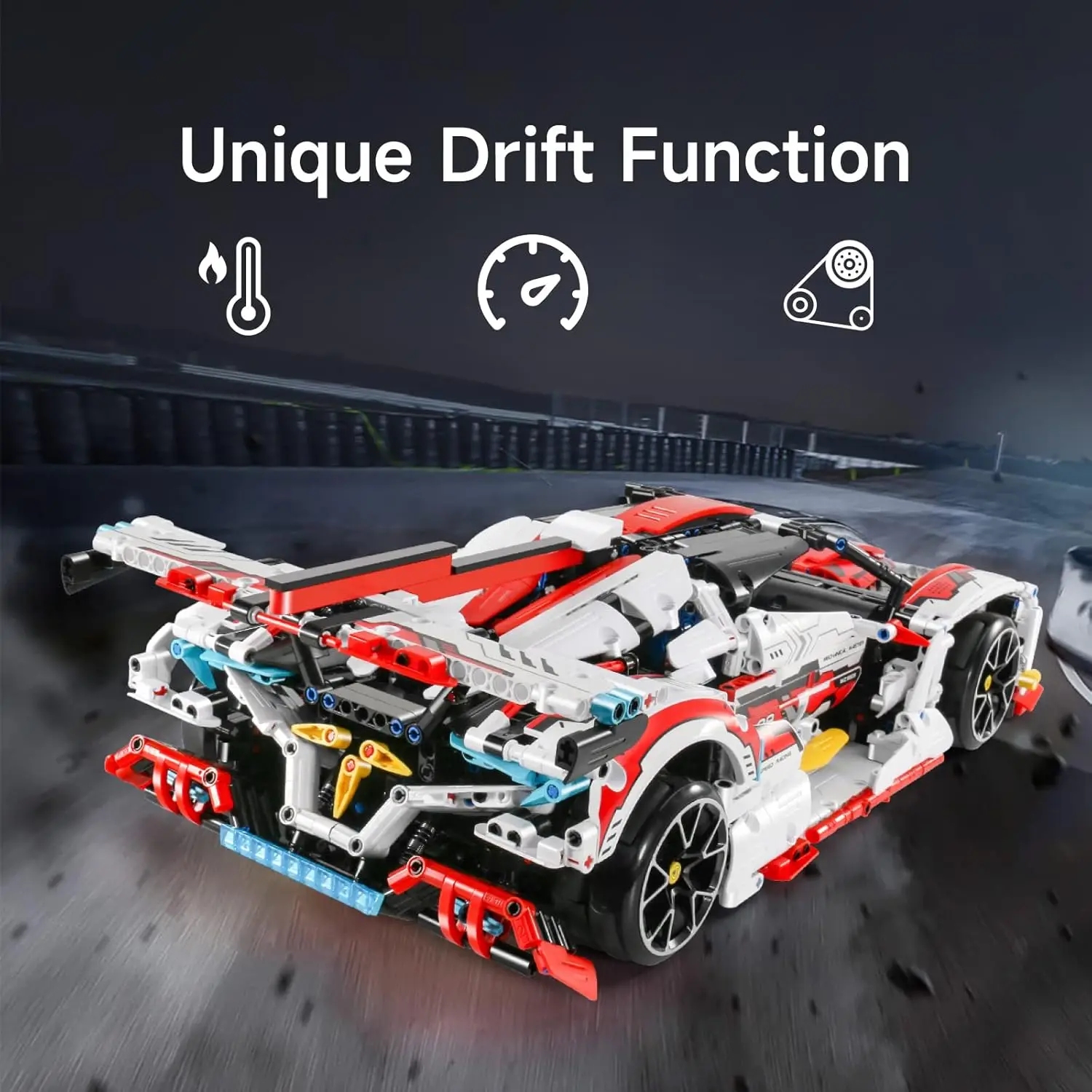 1:10 Scale Model Technique Car Building Kits for Adults - 2277 PCS, Remote Control Electric Gull-Wing Doors, Easy Drifting Wheels, Collectible Super Car Building Blocks Set