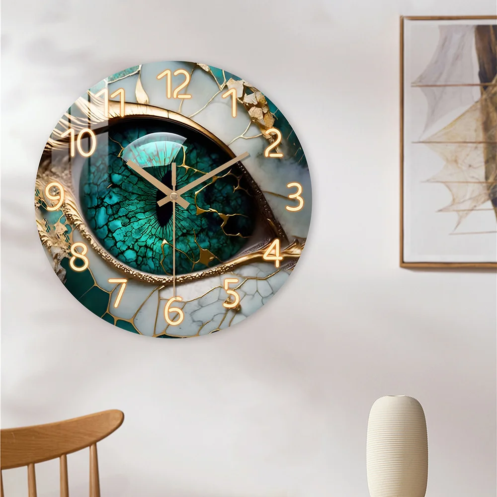 Wooden Wall Clock with Eye Design for Decor