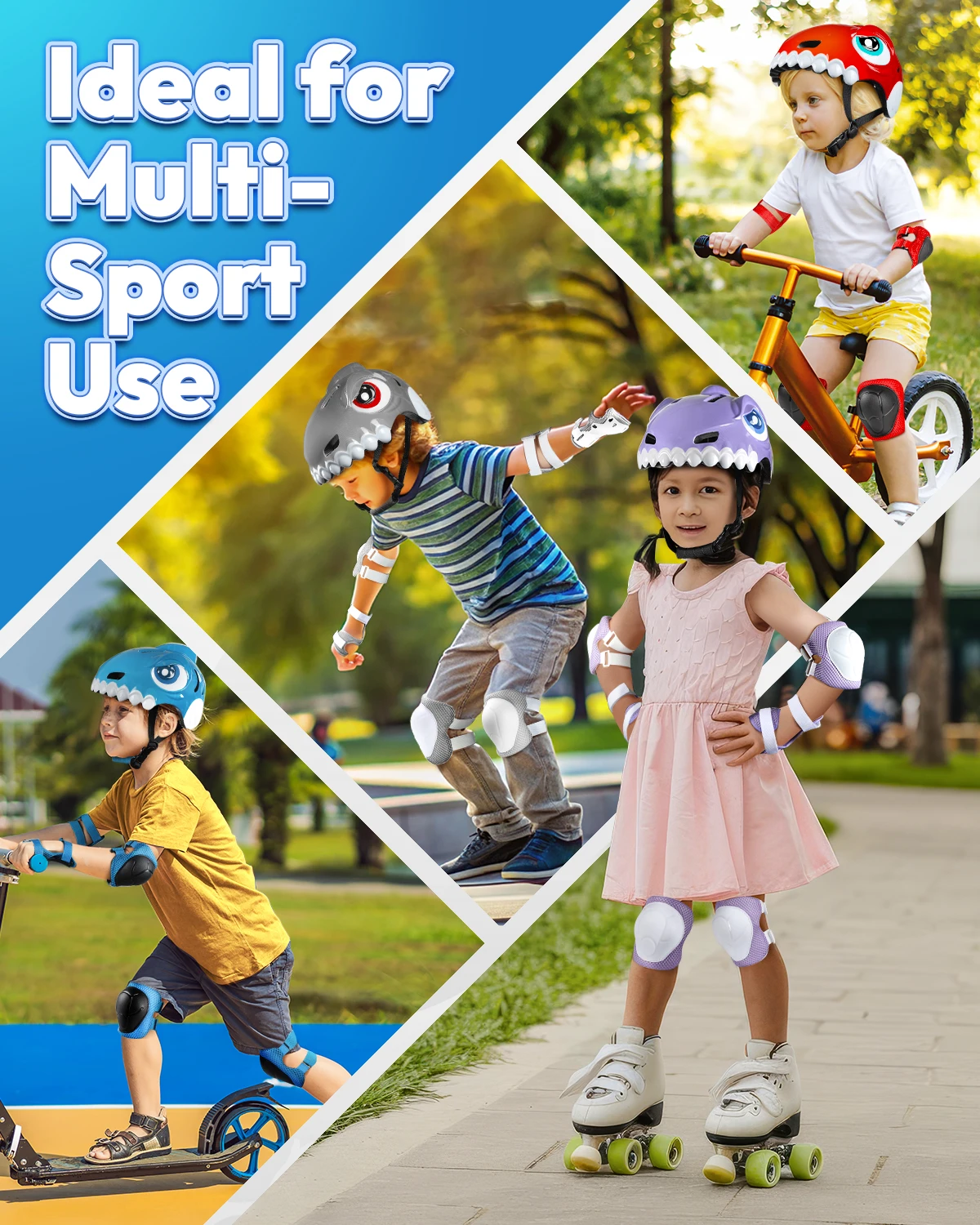 Kids Bicycle Helmet Children Sports Safety Protection Knee Elbow Pad Sets Balance Bike Roller Skating Helmet Cycling Accessories