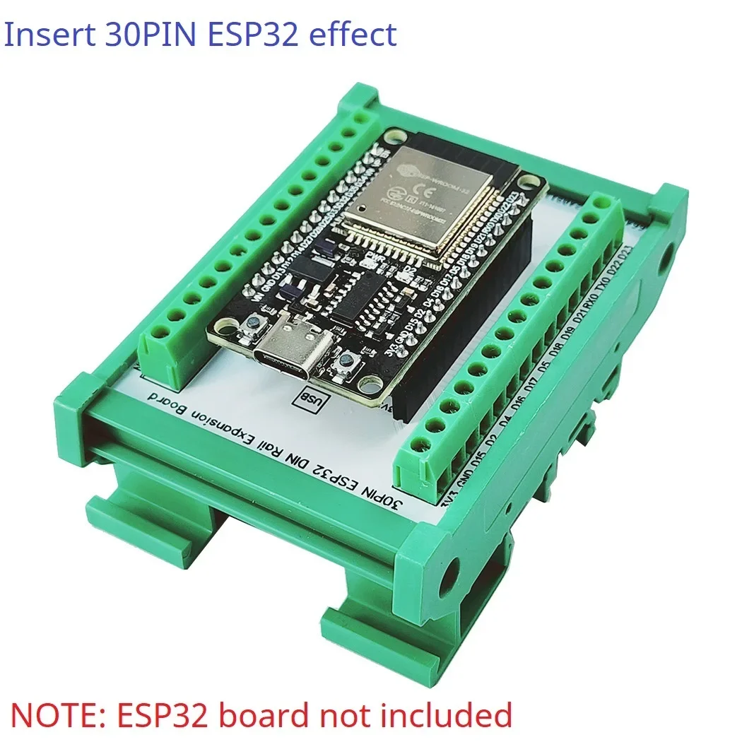 ESP32 Din Rail Mounting DIN35 C45 Rail Expansion Board for Arduino WROOM -32 Development Board 3.96 Screw Terminal Block Adapter