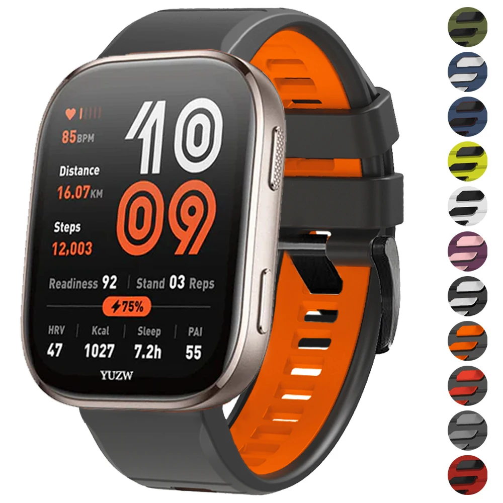 20/22mm Straps For Huami Amazfit BIP 6 5 Sport Silicone Band GTR 4/2/3Pro 2e GTS 4 mini BALANCE Active 2 Square Watchband Correa