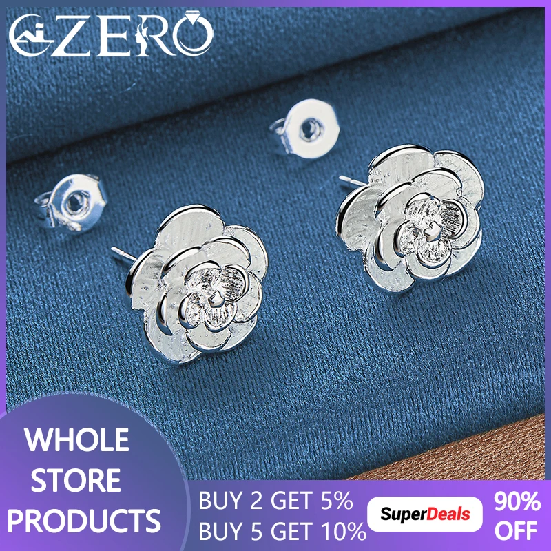 ALIZERO 925 Sterling Silver Jasminum Stud Earrings For Women Fashion Jewelry Wedding Party Charms Sweet Accessories