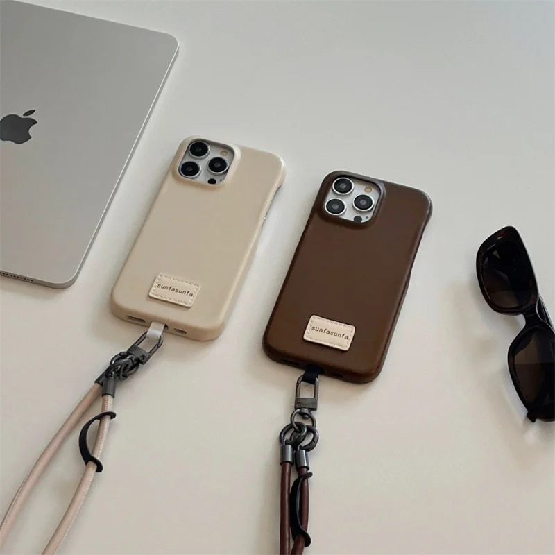 

Niche texture leather phone case compatible with Apple16/15/14PROSimple Solid Color CaseiPhone13/12Hard