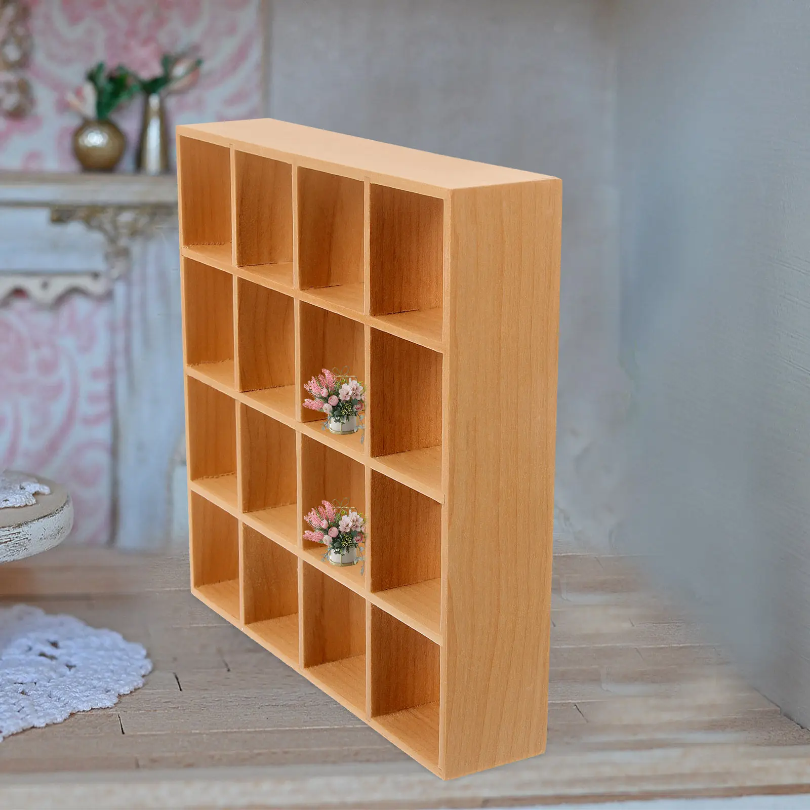 

Miniature Storage Rack for Mini House Natural Wood Build High Precision Decorative Piece for Shelf Display Miniature Bookshelf