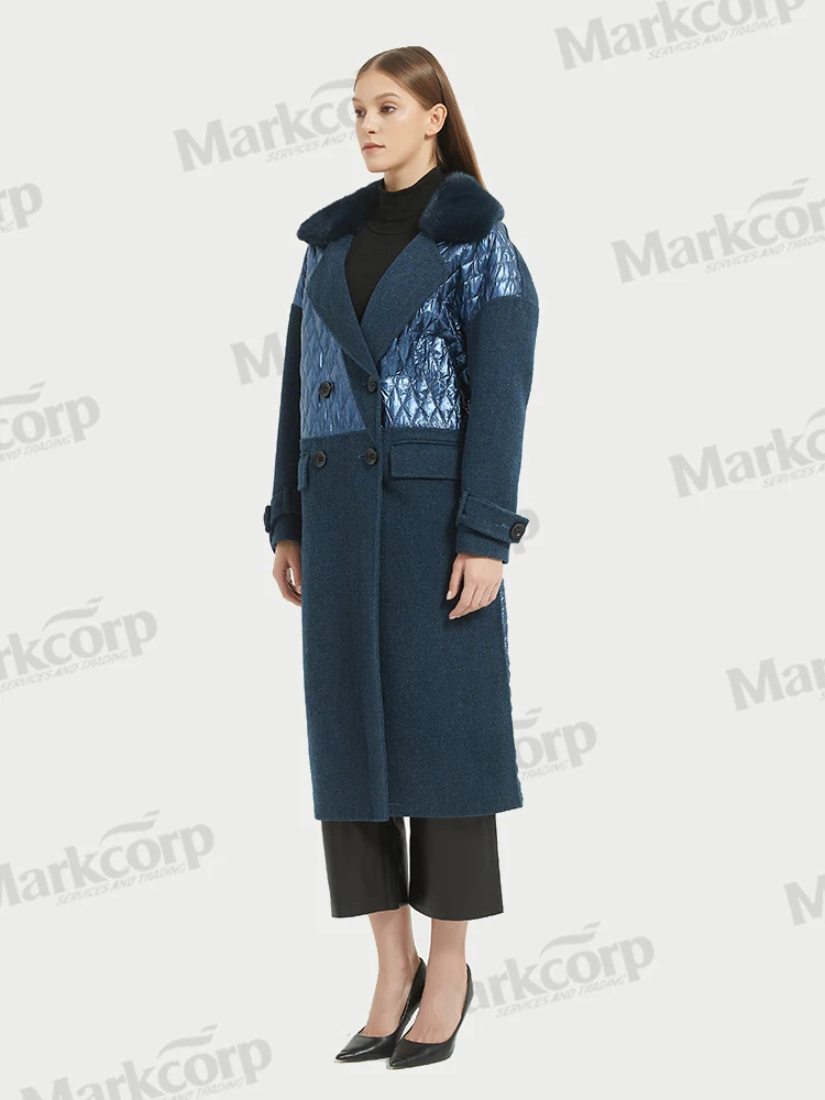 Markcorp original wool down coat, gemstone blue suit collar coat