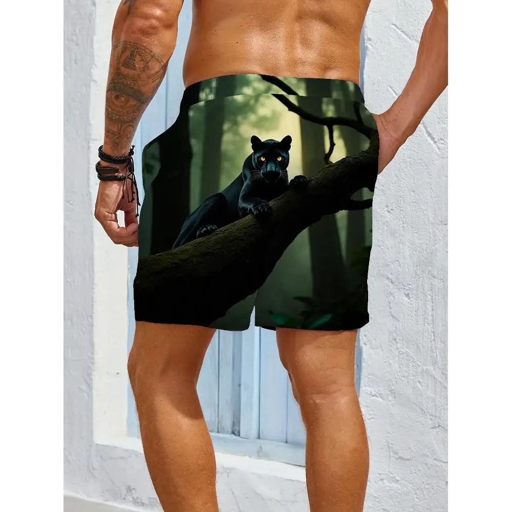1pcs Men's Short swim trunks2026 Summer 3D Printed Short sleeve Breathable Polyester running baggy pants Quick drying