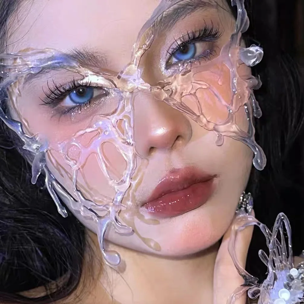 

Ancient Style Cosplay Resin Mask Future Sense Makeup Headdress Ball Mask Imitation Makeup Ice Through Butterfly Bone Mask
