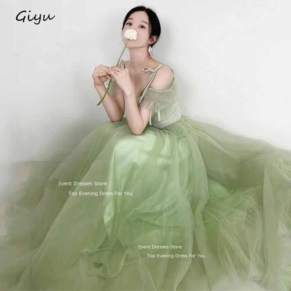 

Giyu Sage Green Tulle Korea Fairy Wedding Dresses Formal Photoshoot Bridal Gowns Floor-length Evening Gown Dress