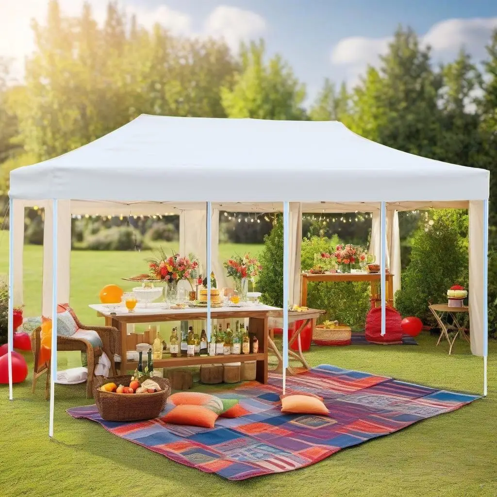 Folding Pop-up Partytent with Sidewalls for X6 m Steel for White