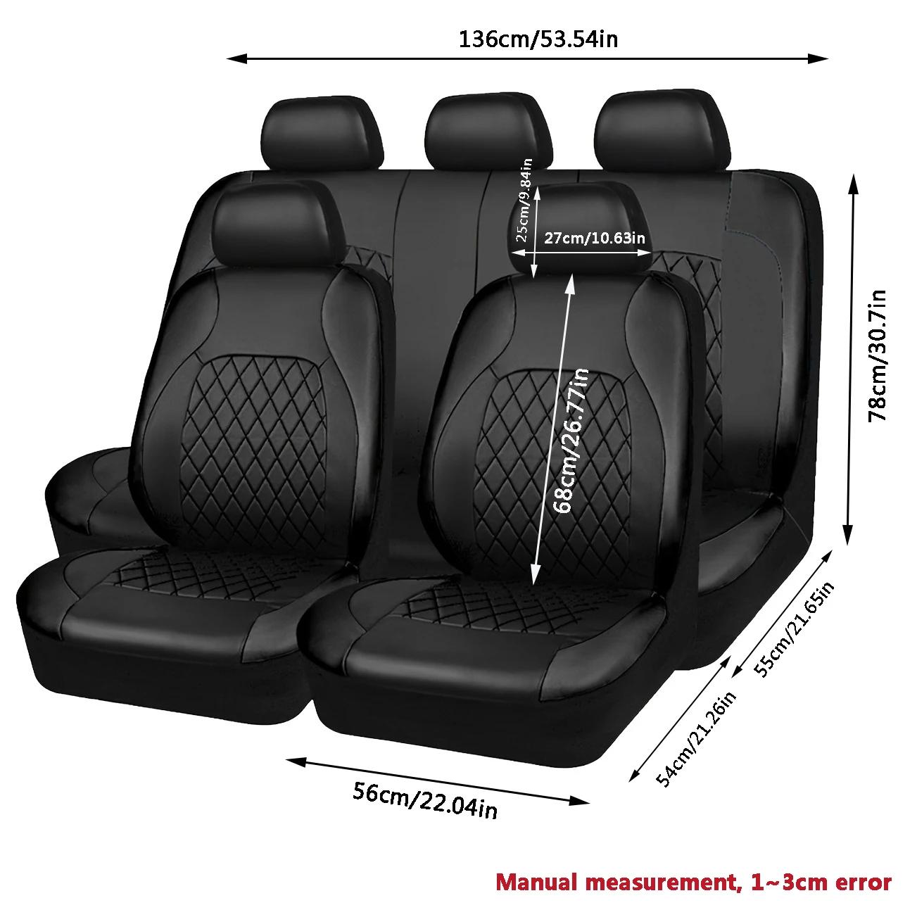 Car Seat Covers Full Set 5 Seats PU Black Fashions Sports Seat Covers PU Car Seat Cover Universal Interior Accessories