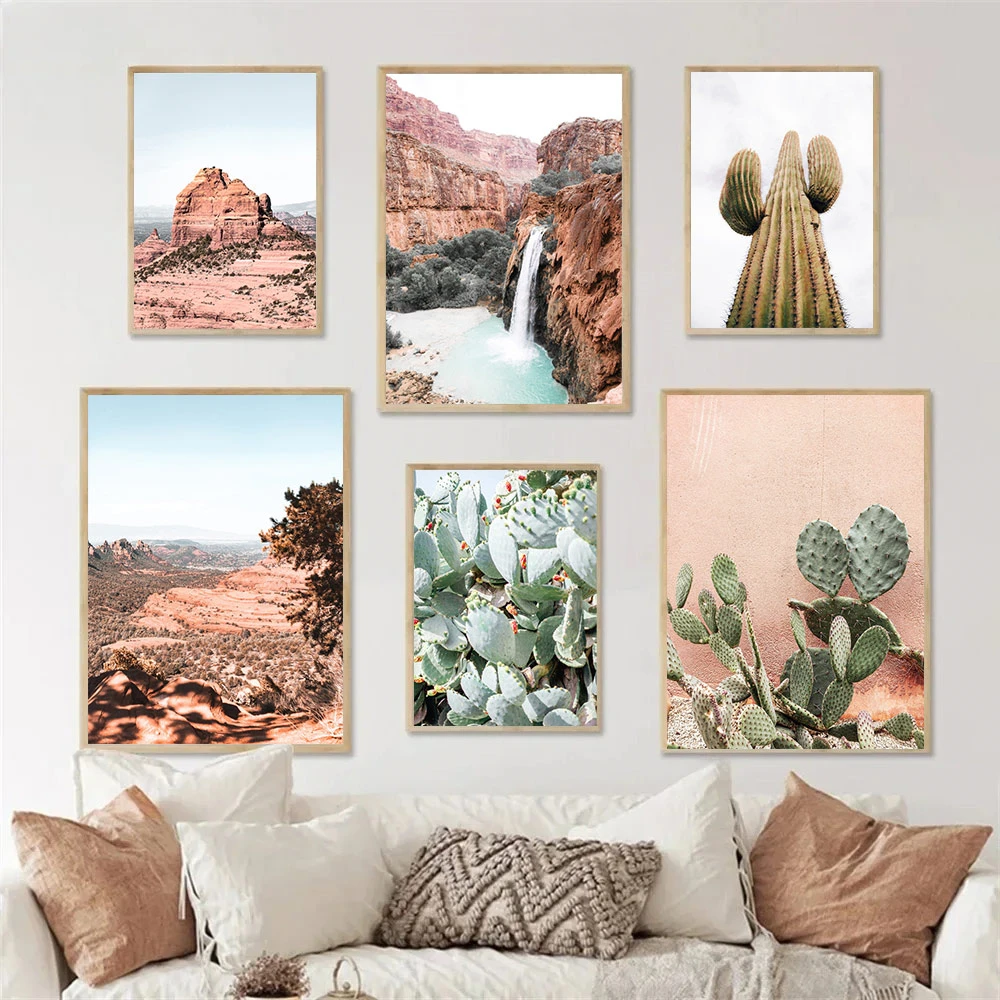 Arizona Desert Grand Canyon Cactus Landscape Canvas Paintings Nature Wall Art Posters Nordic Print Pictures Living Room Decor