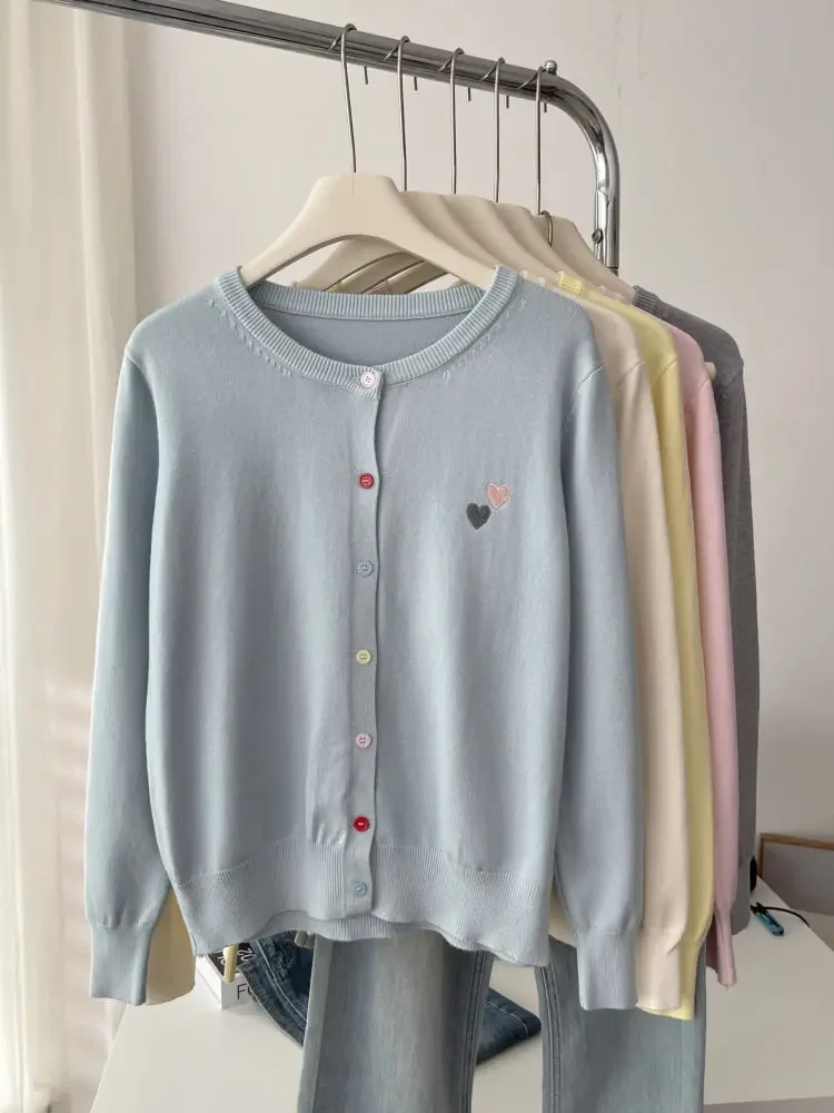 Fashion Versatile Women Sweater 2026 Autumn Winter Elegant Embroidered Women Knit Cardigan Long Sleeve Unique Colorful Buttons