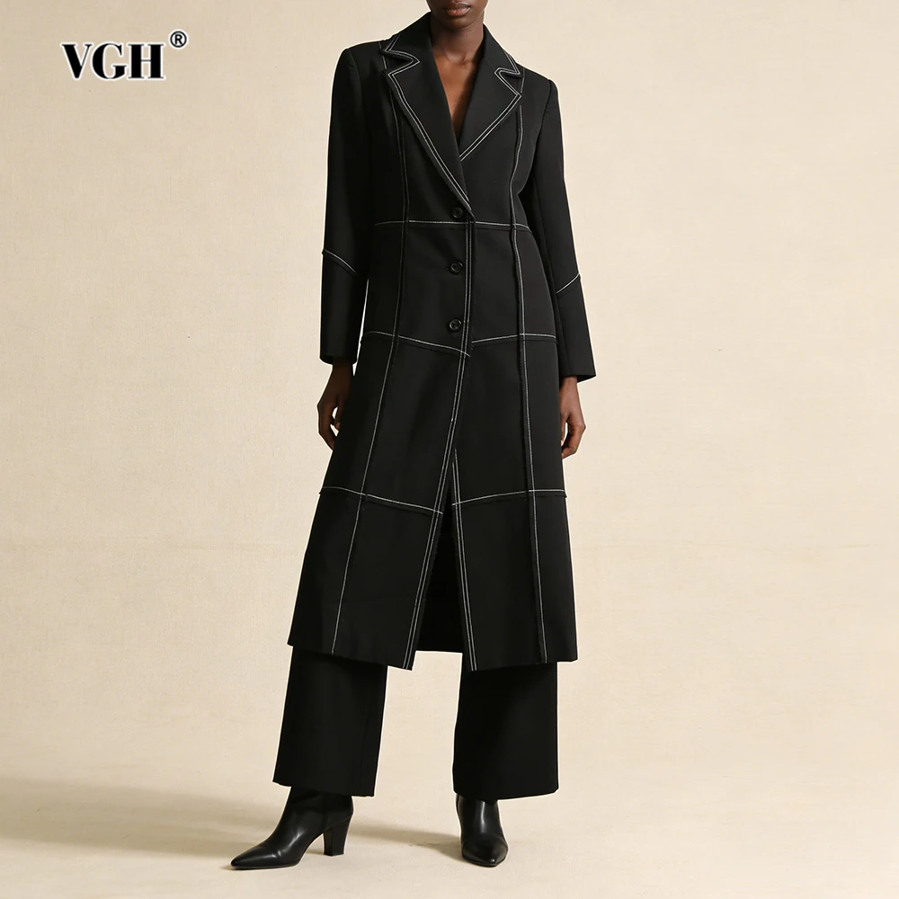 

Женский тренч VGH в корейском стиле: элегантный, приталенный, с отложным воротником, длинными рукавами, на пуговицах, осенняя повседневная куртка, модная женская одежда