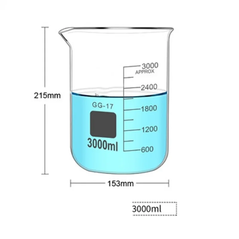 1PCS 3000ml large glass beaker with low scale and high temperature resistance