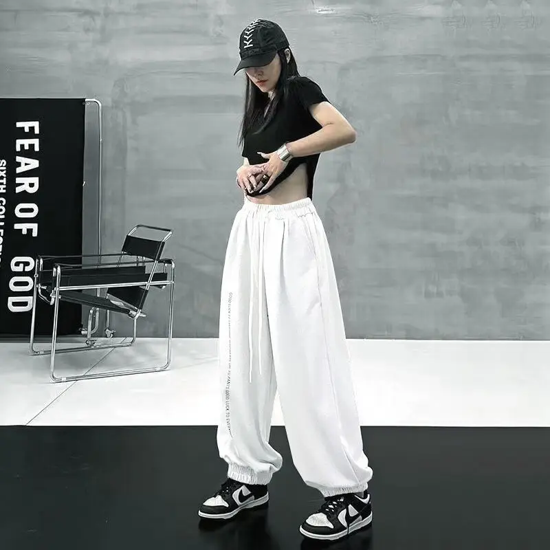 European and American Jazz Hip-hop Dance Sports Pants Women's Ins Style Hip-hop Street Dance High Waisted Loose Fitting Ankle