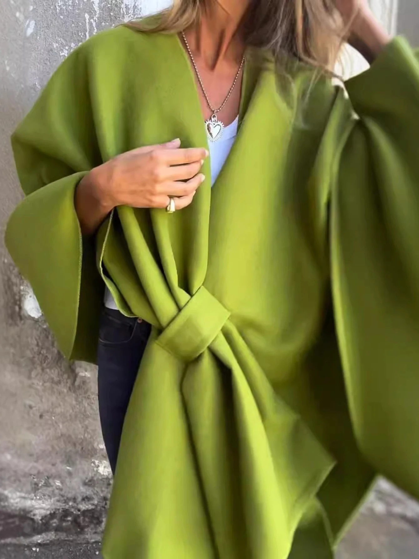 

Women's Asymmetrical Lapel Long Coat Open Front V-Neck Long Sleeve Casual Mature Style for Autumn Winter