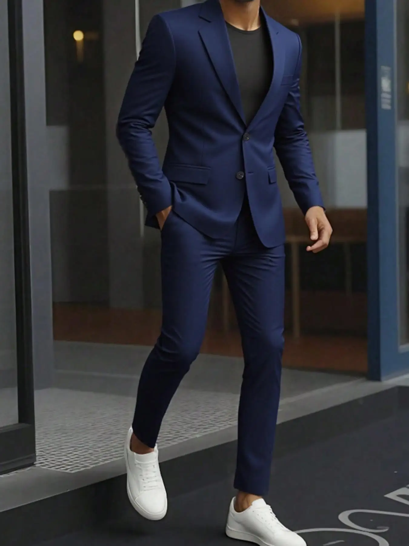 Conjunto de Traje Formal de Dos Piezas para Hombre - Chaqueta y Pantalones de Estilo Casual de Negocios