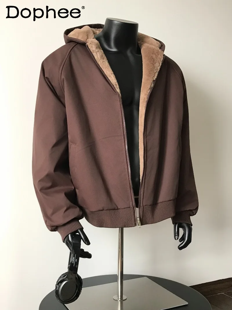 

Winter New Thickened Warm Zipper Hooded Jacket American Retro Versatile Loose Casual Fashion Trendy Men's Jacket