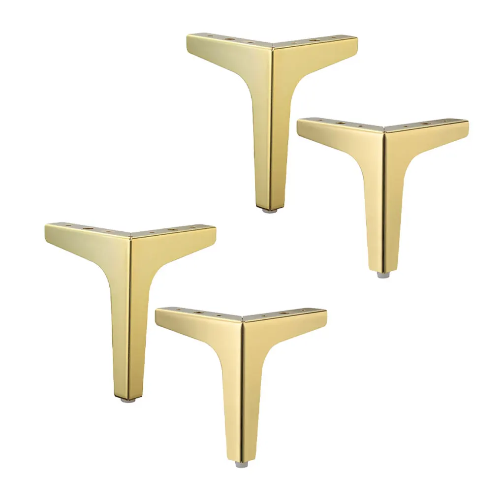 

4 Pieces Sofa Table Cabinet Steel Leg Bedroom Bathroom Kitchen Modern Triangular Legs Furniture Accessories Gold 17cm