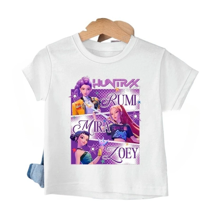 Children's Clothing KPop Demon Hunters Fans Gifts Kids Clothes Fashion Casual Tops 2025 Hot Movie Soft Baby Girls T Shirt image 4