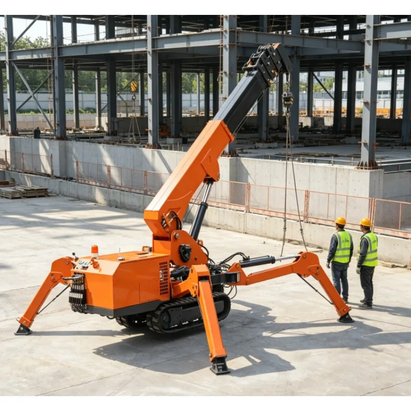3-5 Tons Electric Crawler Spider Crane with 15m Lifting Height Wireless Remote Control All-Terrain Energy Saving