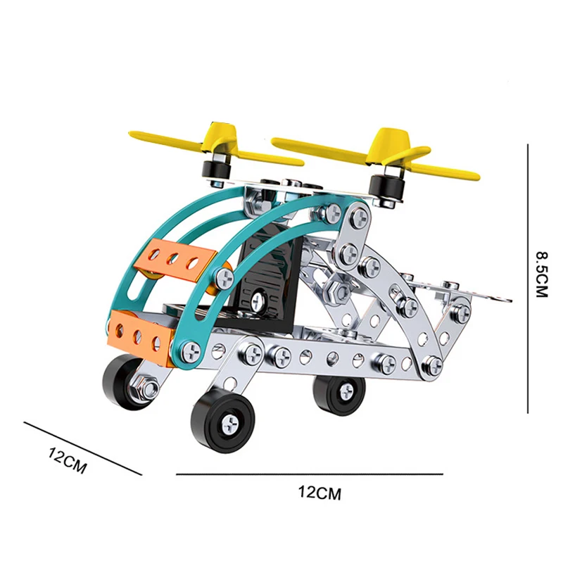 Elicottero per auto in metallo Puzzle 3D giocattoli educativi per bambini giocattoli per la costruzione di dadi a vite divertenti bambini giocattolo artigianale Set di mattoni per ragazzi