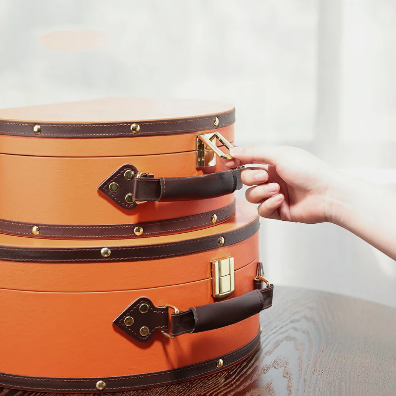 Modern Home Living Room Semi Circle Gold Buckle Suitcase Decoration Bedroom Study Cloakroom Wardrobe Decoration Box