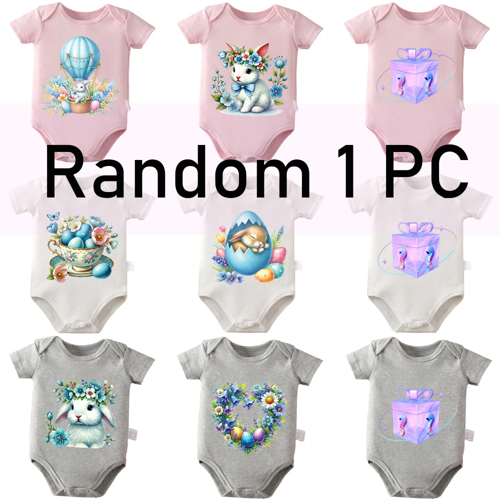 

Боди из чистого хлопка, 9 моделей, с милым принтом кролика, 1 шт., удобный комбинезон для малышей от 0 до 12 месяцев, для новорожденных.