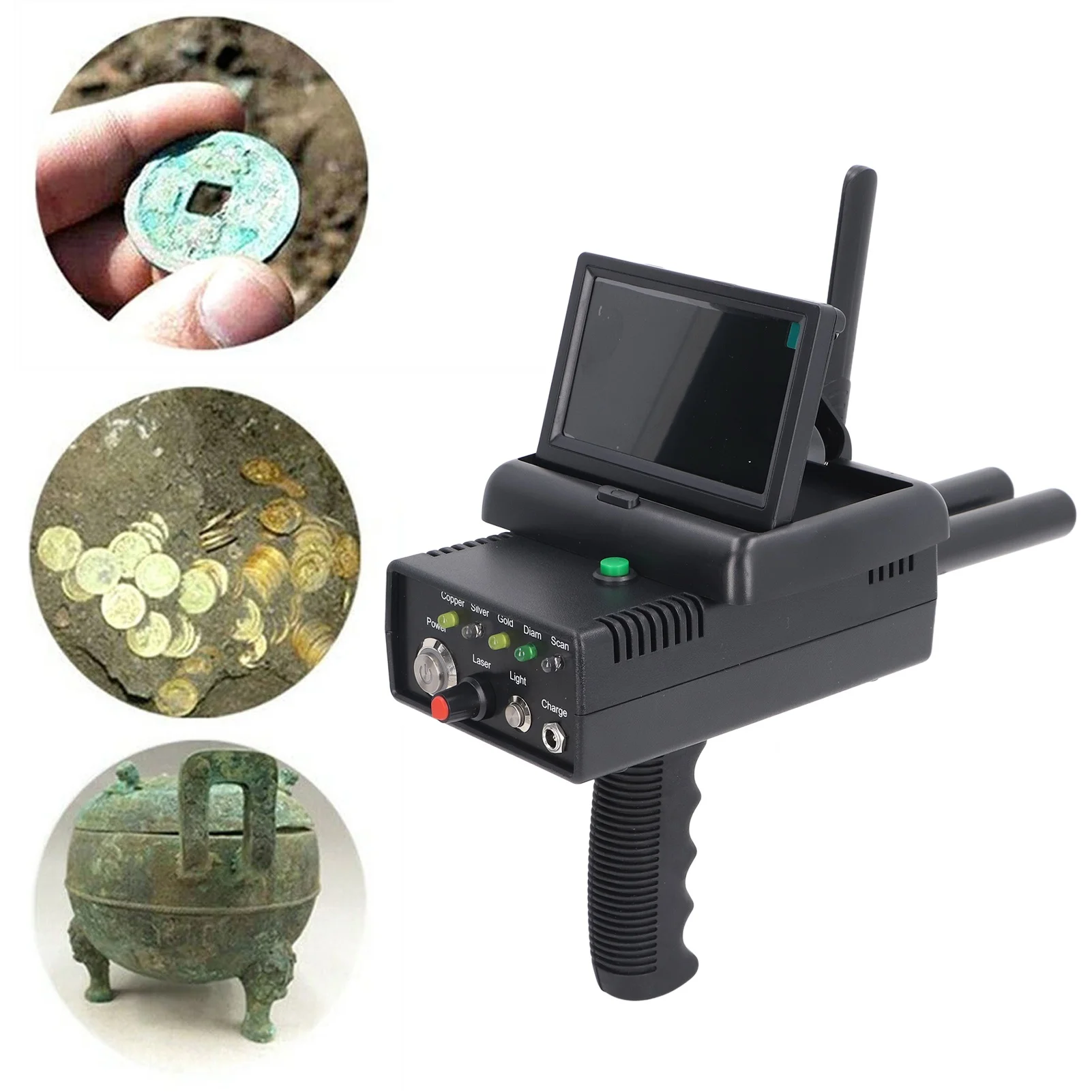 Underground Metal Scanner HD LCD Display Outdoor Gold Silver Copper Locator Professional Gold Detector with Flashlight