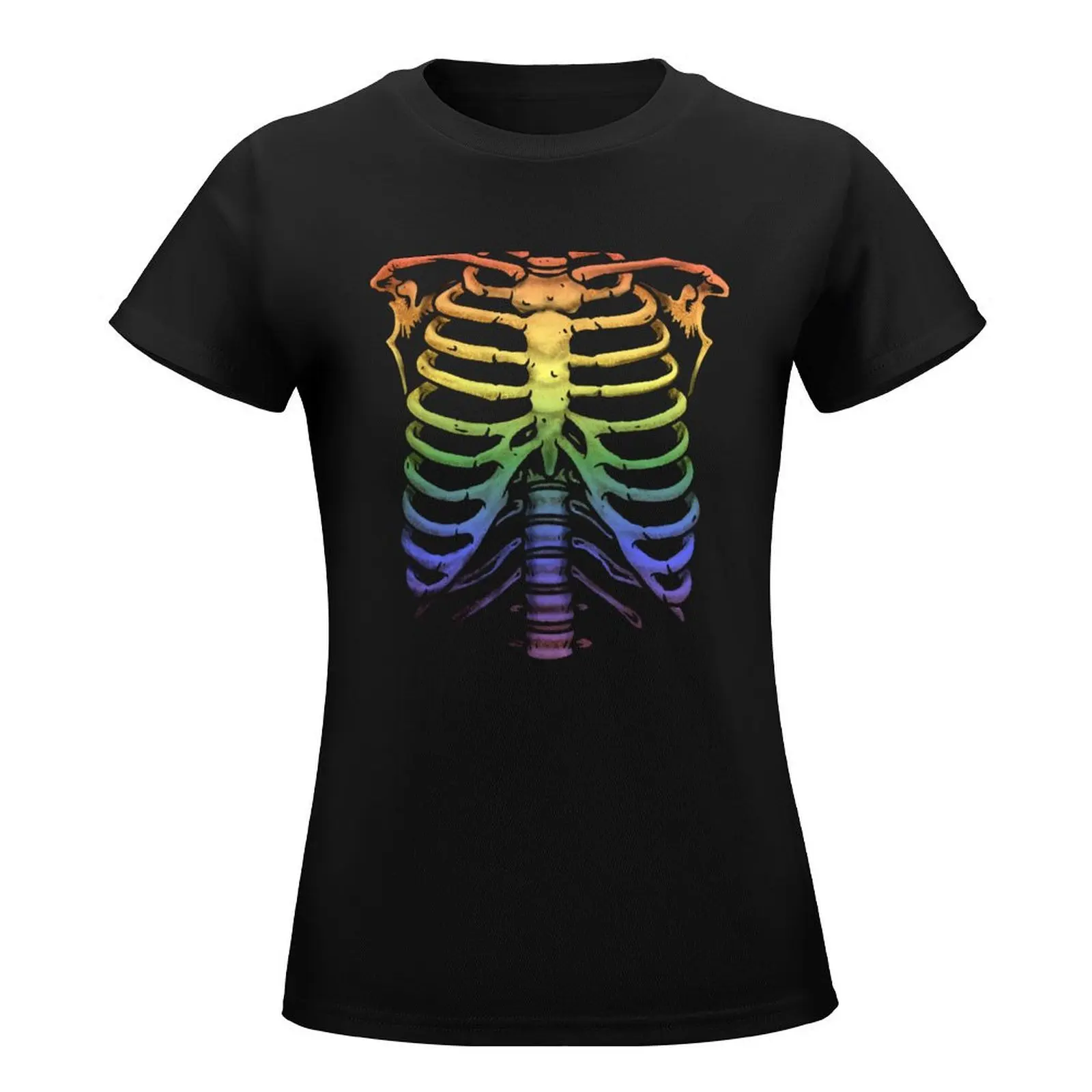 Rainbow Bones Colored Skeleton T-Shirt customs cute tops woman t shirt