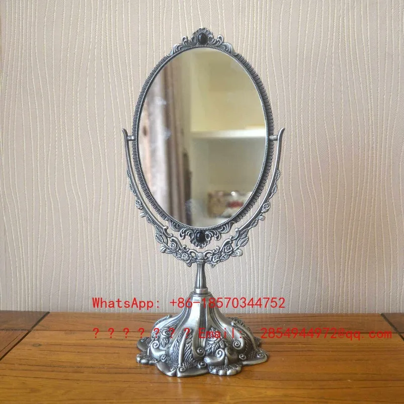 European Metal Double-sided Retro Makeup Creative Dresser Mirror High Definition Beauty Desktop Decoration Princess Mirror