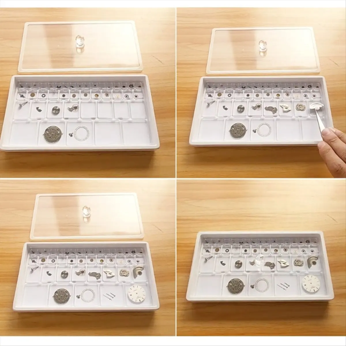 【BAAQ】 Clear Acrylic Watch Parts Storage Box Anti Dust Tray Dividers Perfect for Watch Repair Professionals Enthusiasts