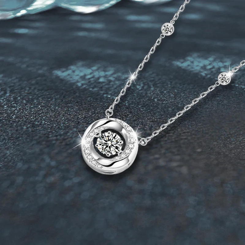 0.5Ct D Color Moissanite Mobius Pendant Necklace - S925 Sterling Silver Infinity Jewelry