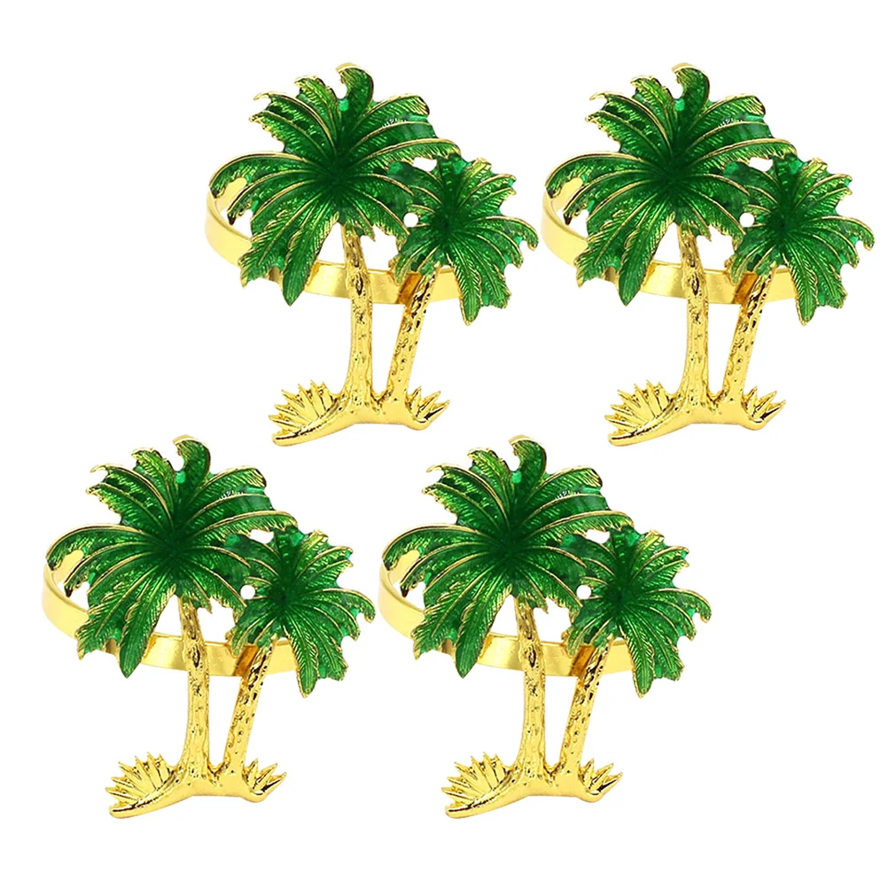 

4Pcs Coconut Tree Napkin Rings Metal Sturdy Decorative Napkin Holders Hawaiian Beach Table Decoration