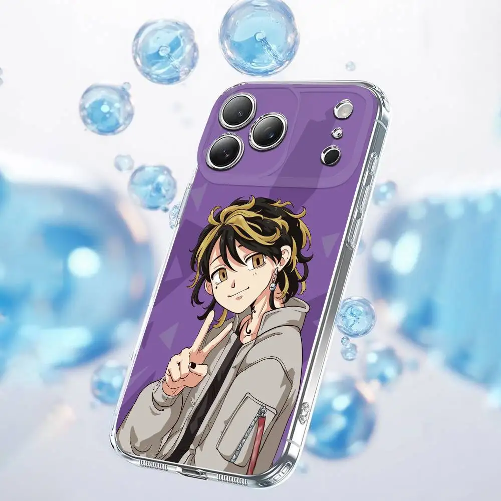 T-Tokyo r-revengers Kazutora Hanemiya coque de téléphone pour iPhone 15,16,11,14,13,17,12,Air,Mini,Plus,Pro,Max,Plus,E coque transparente