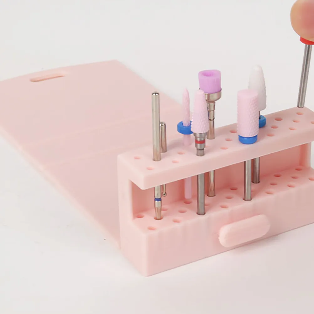 

Nail Drill Bits Holder Organizer Compact Manicure Tools Storage Rack Suitable Home Salon Nail Bit Case Accessories Storage Box