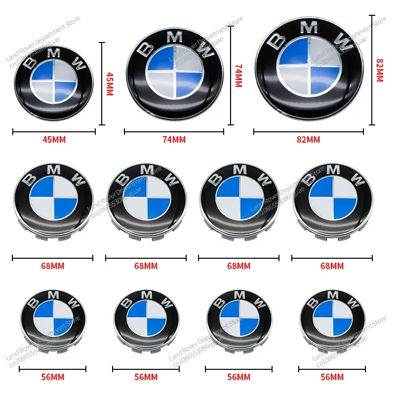 7pcs 82mm 74mm 45mm 56/68mm Original BMW Logo Car Front Bonnet Hood Rear Tail Trunk Wheel Hub Cap Emblem Badge For F30 F31 F11