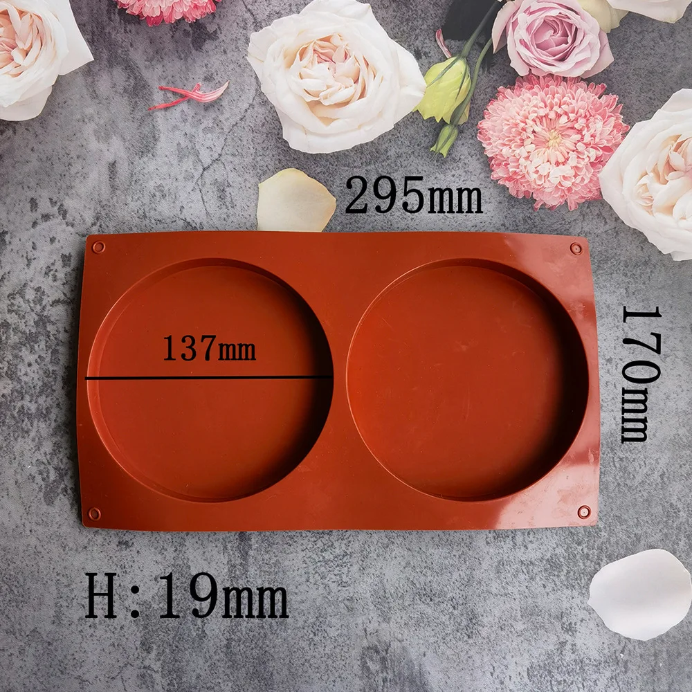 2 Holes Round Silicone Mold Cake Pastry Baking Molds Jelly Pudding Soap Form Ice Cake Decoration Tool Disc Bread Biscuit Mould