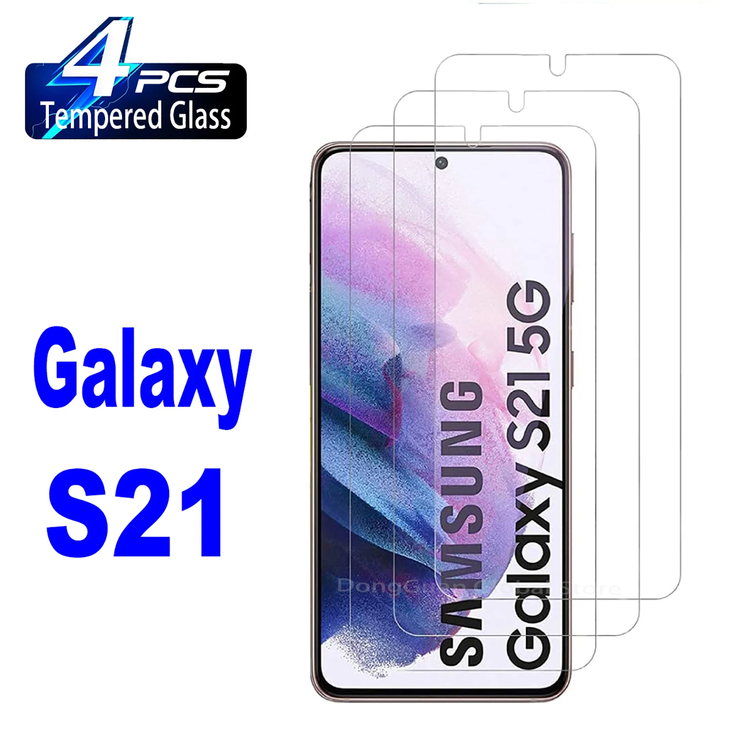 1/4Pcs 0.2mm Tempered Glass For Samsung Galaxy S21 5G SM-G991 Fingerprint Unlock Anti Scratch Screen Protector Glass