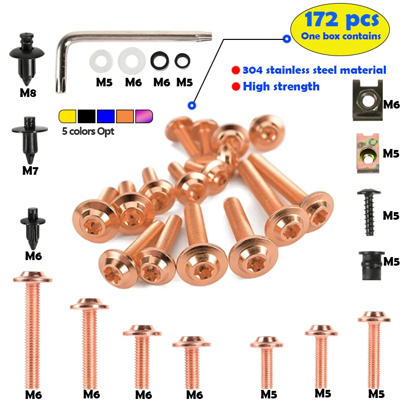 Fairing,Engine bolts  Stainless steel M6 Screws Kit Nut Clips for YAMAHA FZ09 MT09/SP XSR900 TRACER900TRACER9/GT NIKEN900/GT