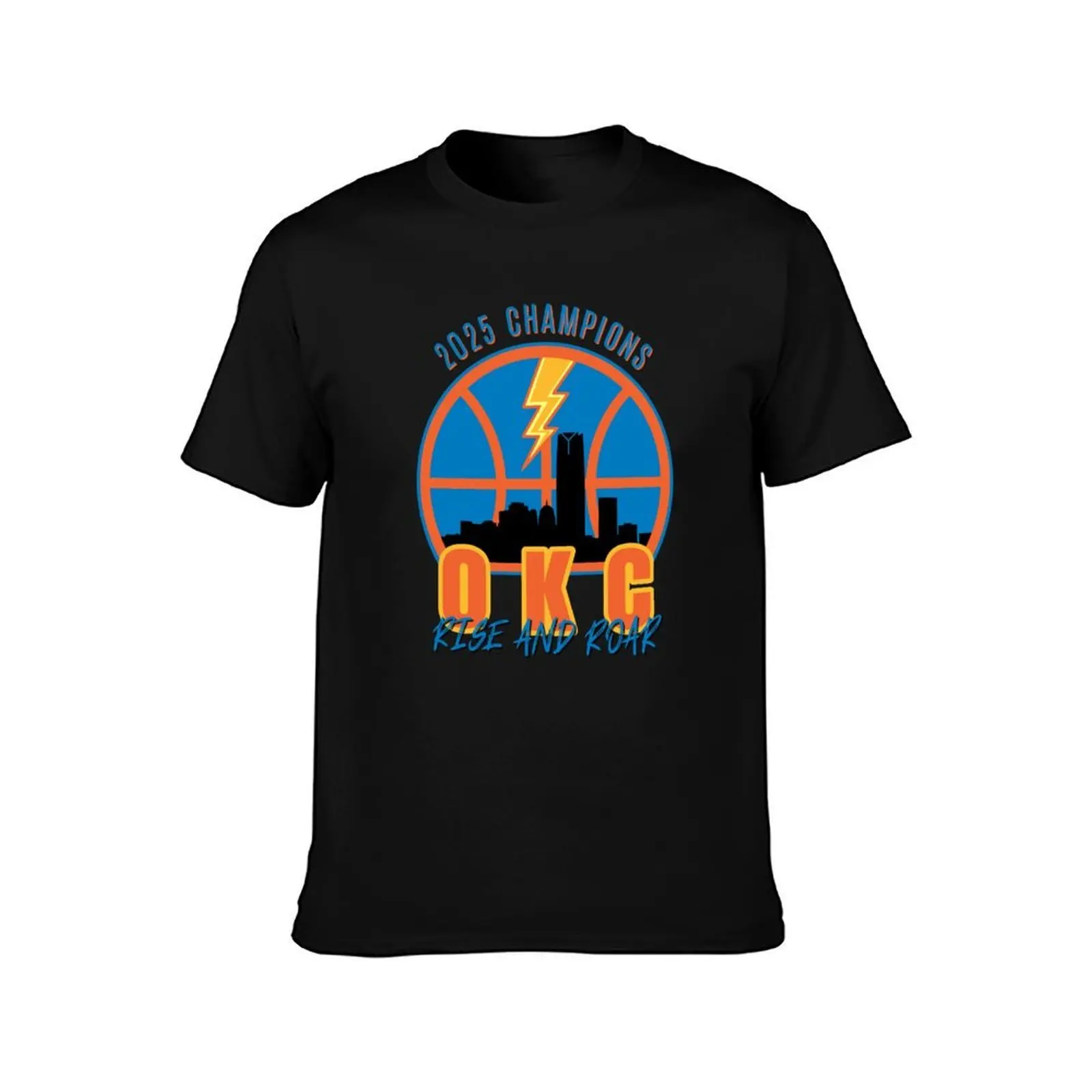 OKC Thunder 2025 Champions - Rise and Roar Design T-Shirt Soft Casual Short Sleeve Cotton Tee T-Shirt