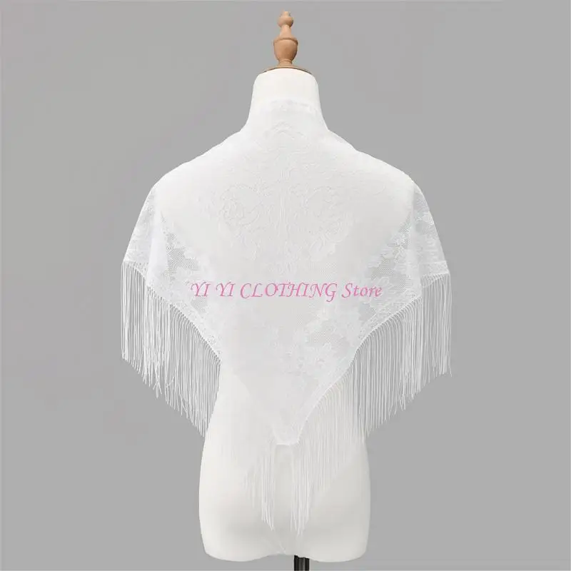 

N5KF Женщины кисточки для кружевного плеча на плечо прозрачная цветочная платка для женщин пляжного отдыха и вечерних вечеринок