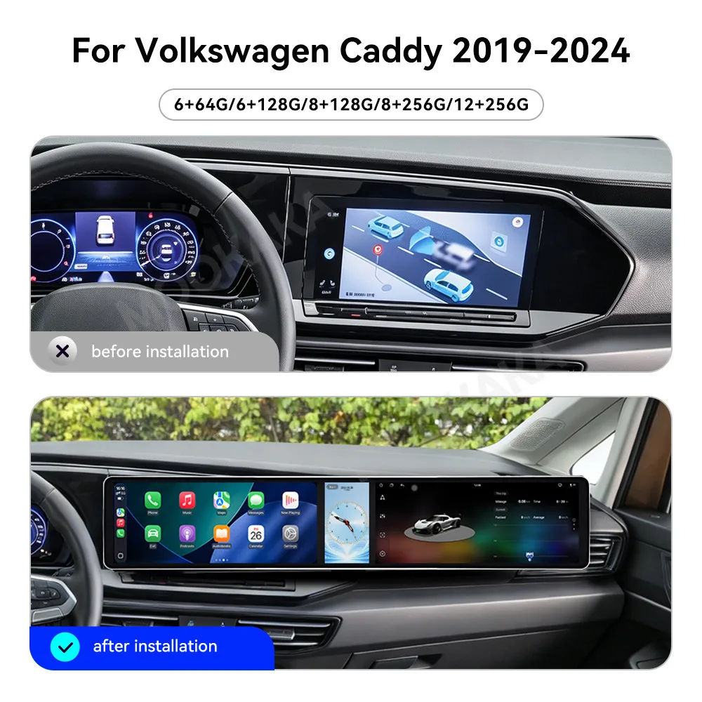 Touch Screen Car Radio For Volkswagen Caddy 2019-2024 Android GPS Automotive Multimedia Auto Radio Stereo Receiver Head Unit