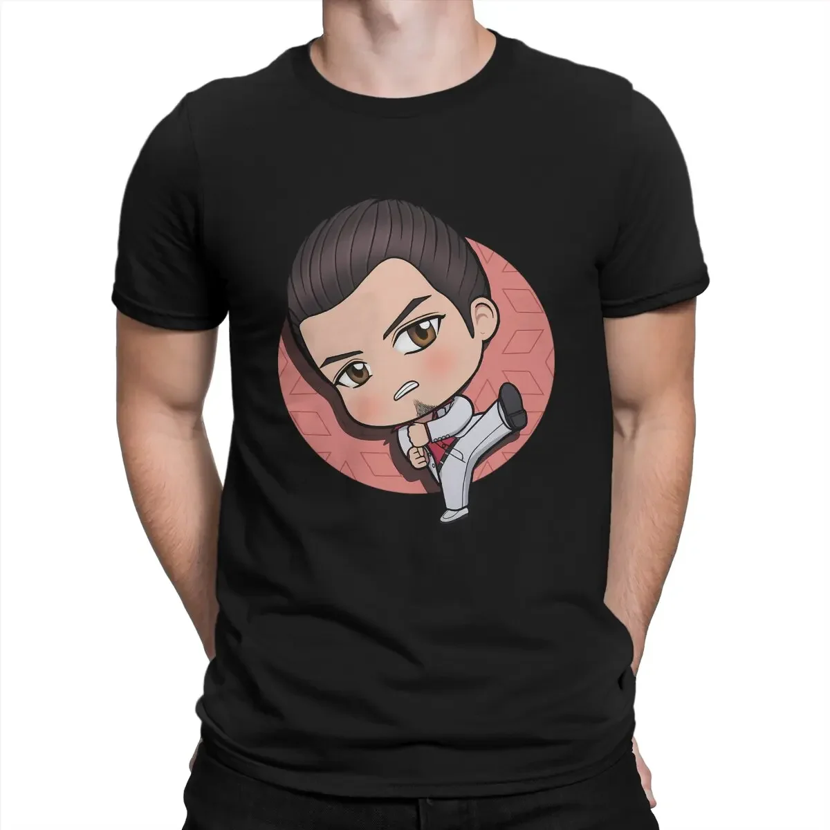 Men Chibi Essential T Shirts Yakuza Kiwami Dragon Pure Cotton Tops Novelty Short Sleeve Round Collar Tees Gift Idea T-Shirt