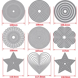 Matrices de Découpe en Métal Cousues, Géométrie en Couches, Cercle Ovale, Étoile d'Amour, Bricolage, Scrapbooking, Artisanat, Gaufrage, Offre Spéciale, 2024