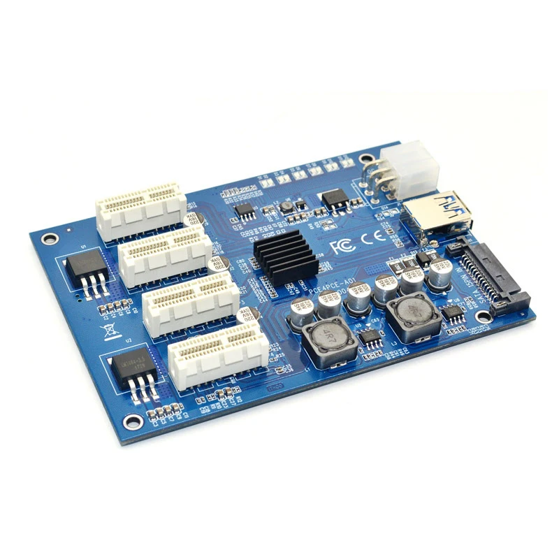 Imagem -03 - Pci-e x1 para 4pci-e X16 Kit de Expansão a Porta Pci Express Switch Multiplicador Hub 6pin Sata Usb Riser Cartão para Mineração Btc Mineiro