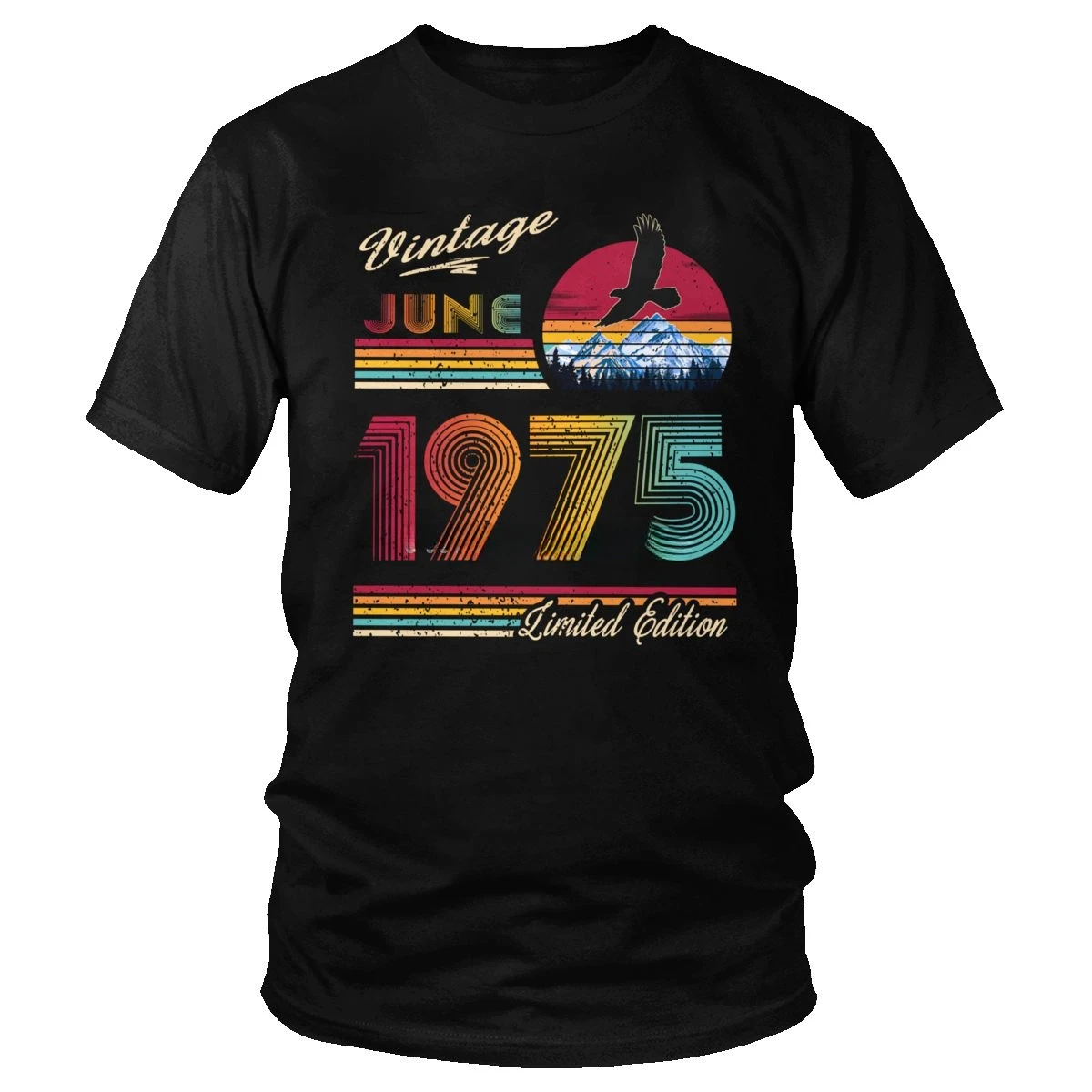 Cheavyweight streetwear Retro June 1975 Birthday Men Short Sleeves Cotton Tee Shirts O-neck 45 Years Old 45th Big Size T-shirt