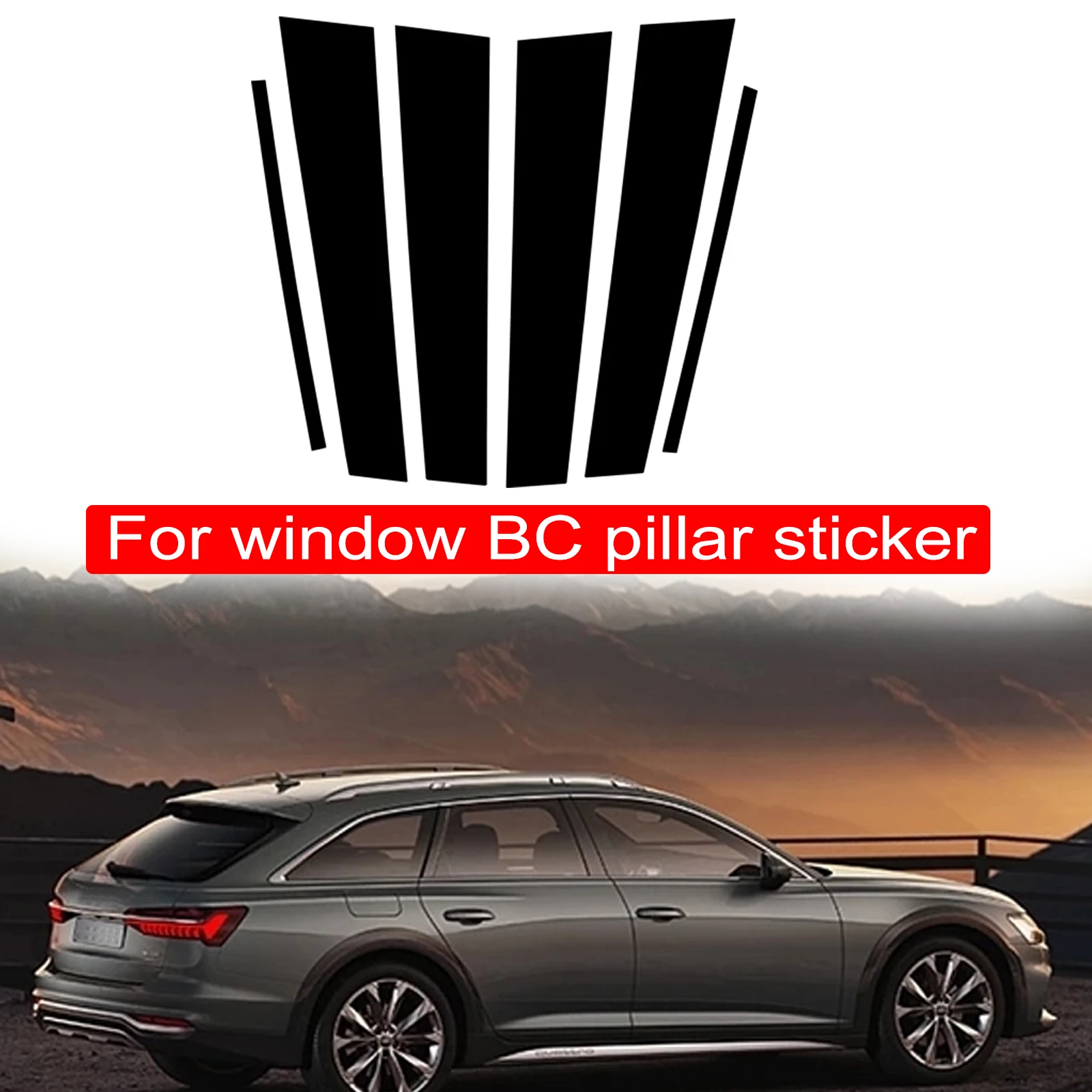 6PCS Polished Pillar Posts For VW T-Cross T cross 2019-2021 Auto Window Trim Cover BC Column Sticker Accessories