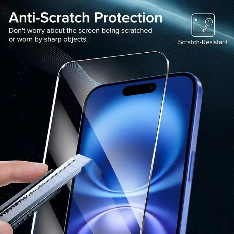 1 Pieza Protector de Pantalla 17 Pro Max 16 Pro 15 14 Plus 13 Mini 12 11 Película Templada para iPhone XR X Xs Max 7 8 6S Plus Vidrio 3